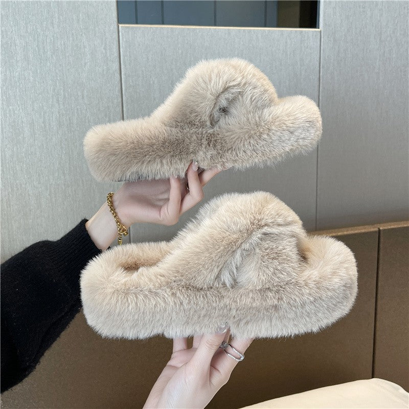 Wholesale Women's plush shoes slippers New thick bottom cotton slippers
